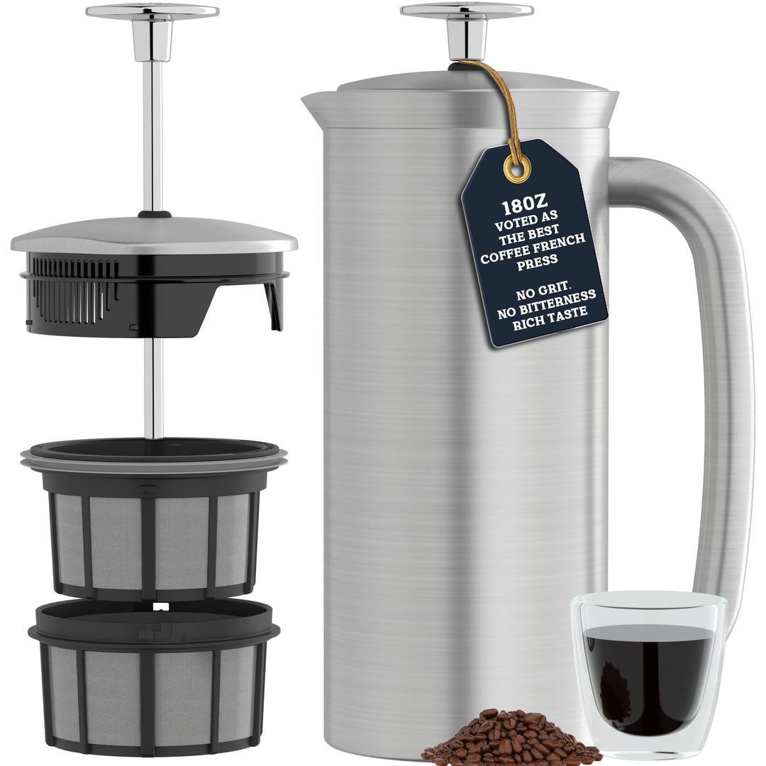 ESPRO 1118C2 Coffee Press P7-18 oz, Double Wall Vacuum Insulated, Brushed Stainless Steel, 530 ml 53
