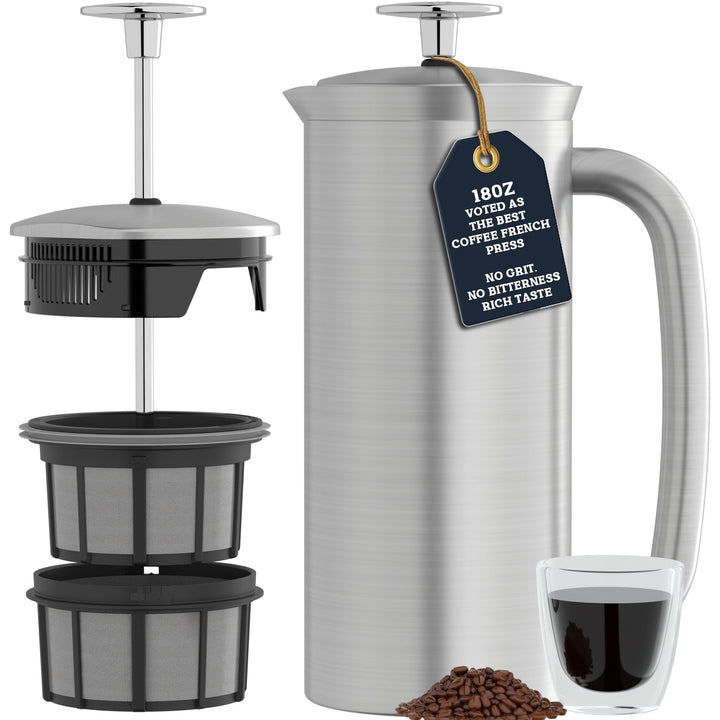 ESPRO 1118C2 Coffee Press P7-18 oz, Double Wall Vacuum Insulated, Brushed Stainless Steel, 530 ml 53