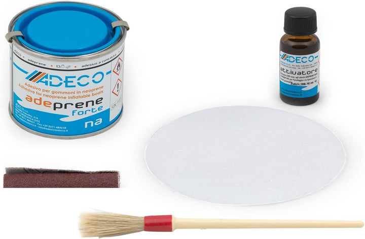 wellenshop Adeco 2K Schlauchboot Reparaturset Flickzeug Adeco für Neopren Hypalon Bootsreparatur Wei