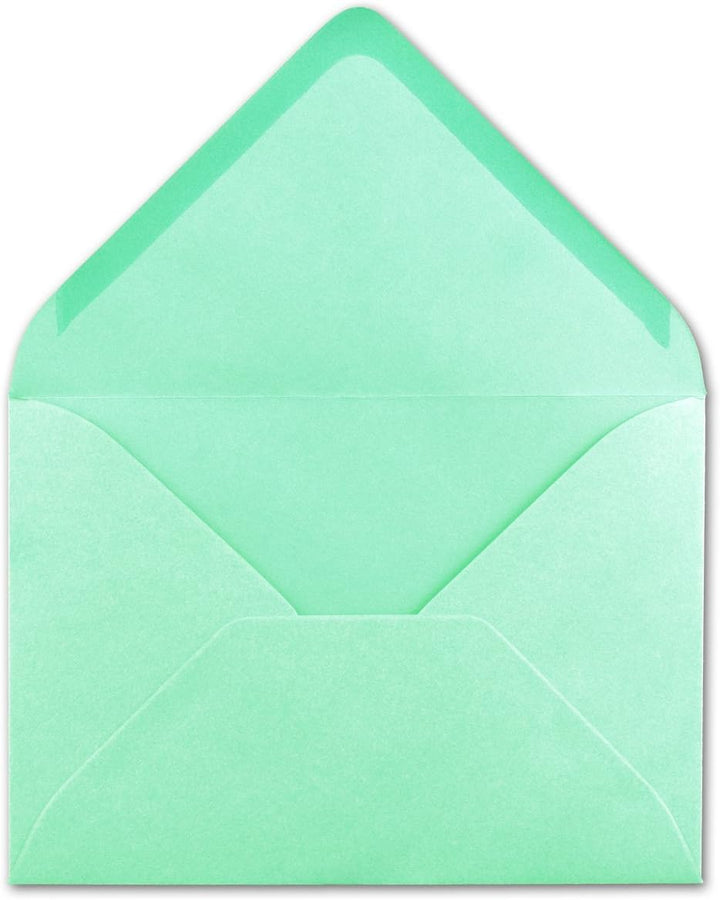 200 Brief-Umschläge - Mint-Grün - DIN C6-114 x 162 mm - Kuverts mit Nassklebung ohne Fenster für Gru