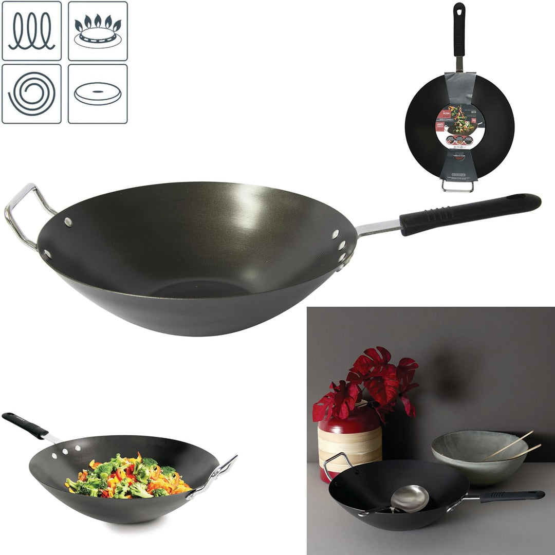 COOK CONCEPT Stahl-Wok für alle Wärmequellen, 33cm