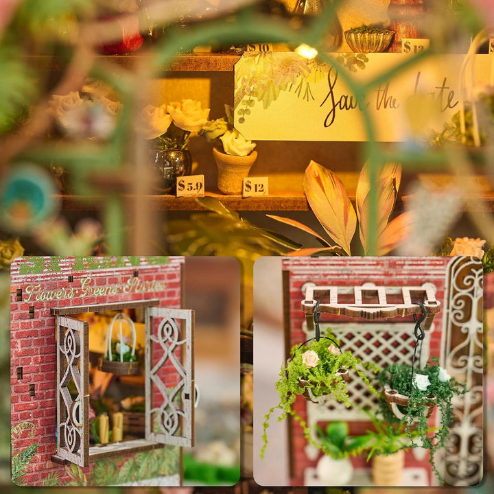 Cuteefun DIY Book Nook Kit, Miniatur Puppenhaus mit LED Licht | Kreatives Handwerk für Erwachsene, B