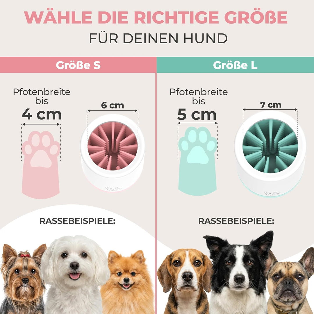 MAGGIE & COOPER Pfotenreiniger (Grösse L, Farbe: Grün) | saubere Pfoten | inkl. Mikrofaserhandtuch |