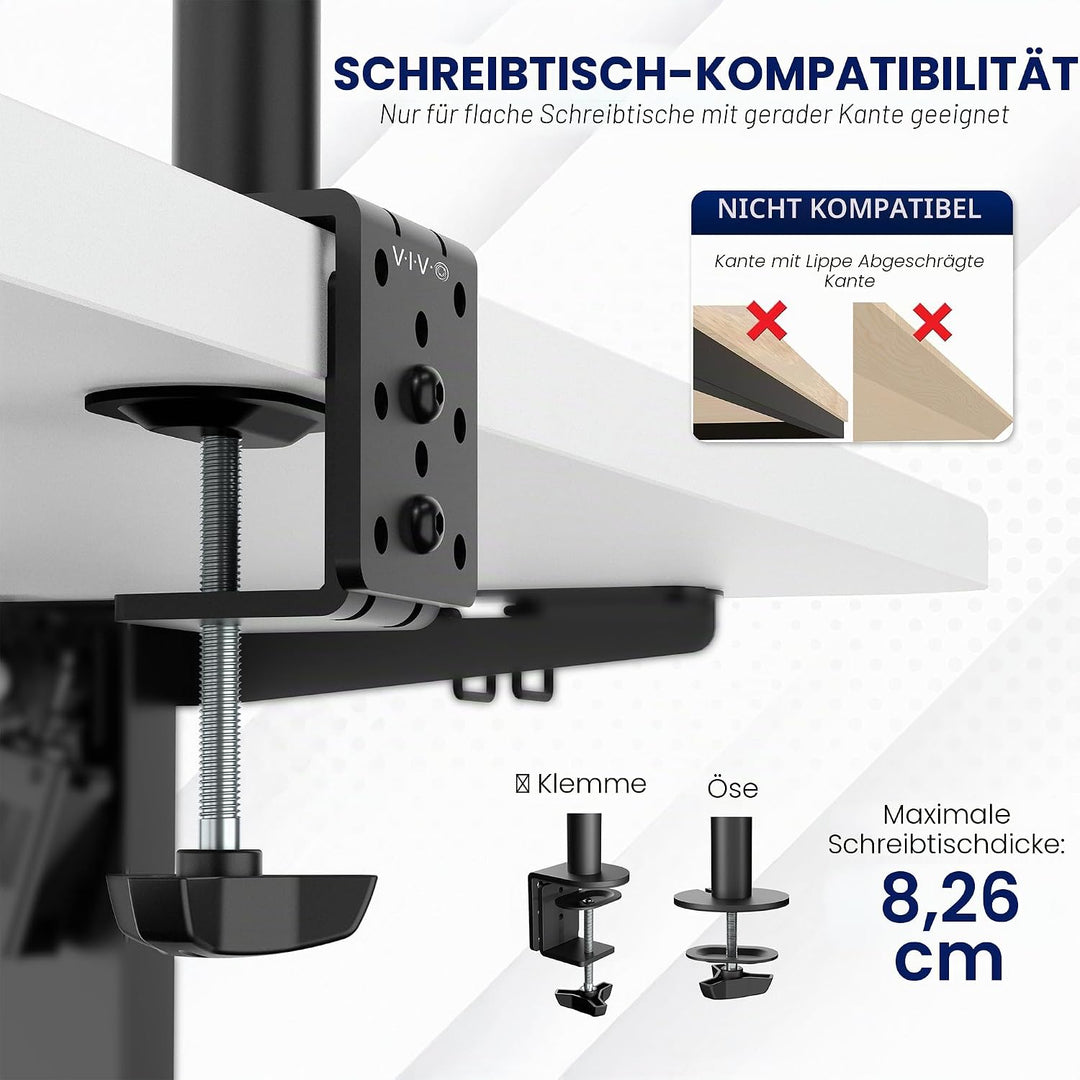 VIVO Dual-Monitor-Schreibtischhalterung, Hochleistungs-Vollverstellbarer Ständer, Passend für 2 LCD-
