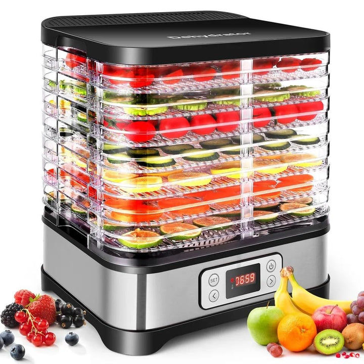 Nictemaw 400W Dörrautomat, Dörrgerät für Lebensmittel mit 8 Dörrebenen,Trockner für Fleisch, Obst& G