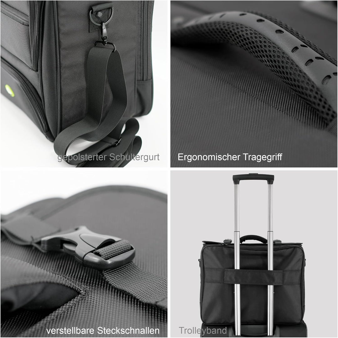 Soft Pilotenkoffer aus RPET in schwarz 46208 | Leichtgewicht mit Laptopfach, Fächertasche, Schulterg