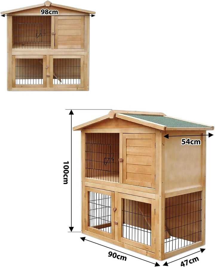 lionto Kaninchenstall aus Holz Kleintierhaus Nagerhaus Kleintierstall 98x54x100 cm