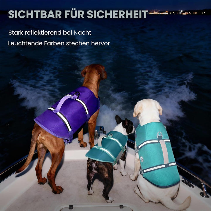 VIVAGLORY Hunde Schwimmweste Rip Stop Hundeschwimmweste, XL, Lila | Auftrieb &amp; Ripstop for Hunde, Sc