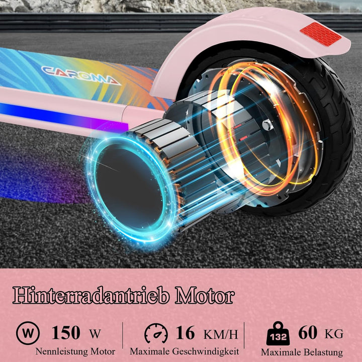 Caroma E Scooter Kinder von 6-14 Jahren, 180W Motor, 16 km/h, E Roller Kinder, Einstellbare Geschwin