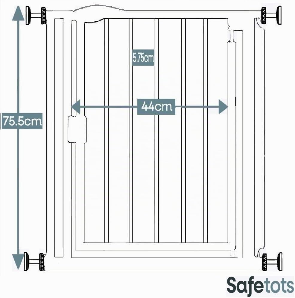 Safetots Druckmontage Selbstschliessendes Treppengitter, Schmal, 68.5cm - 75cm, Mattschwarz, Automat