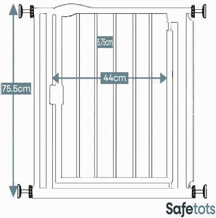 Safetots Druckmontage Selbstschliessendes Treppengitter, Schmal, 68.5cm - 75cm, Mattschwarz, Automat