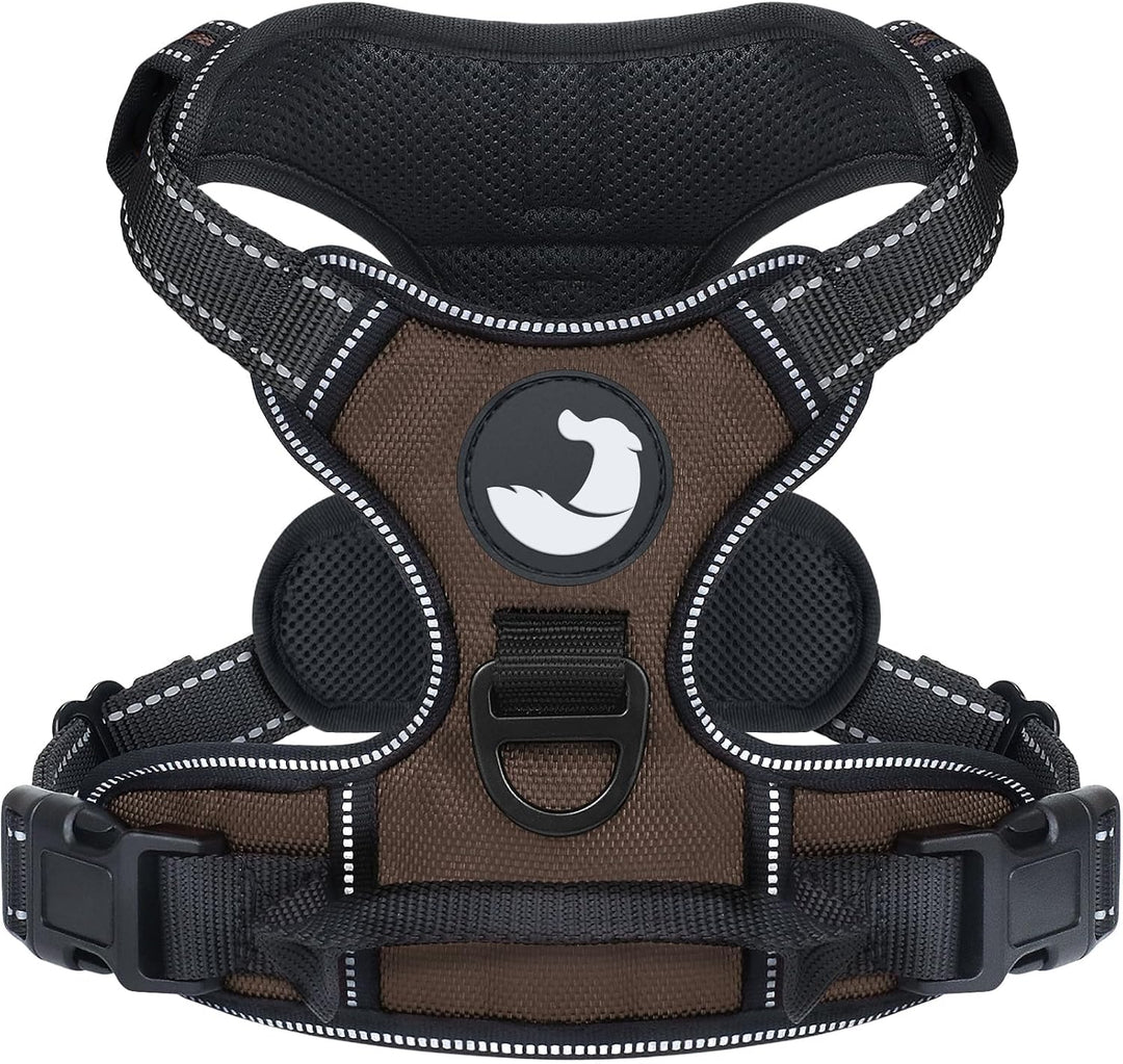 Joytale Anti-Zug Hundegeschirr für grosse Hunde, Braun, L | Perfekter Sitz, gepolstert &amp; reflektiere