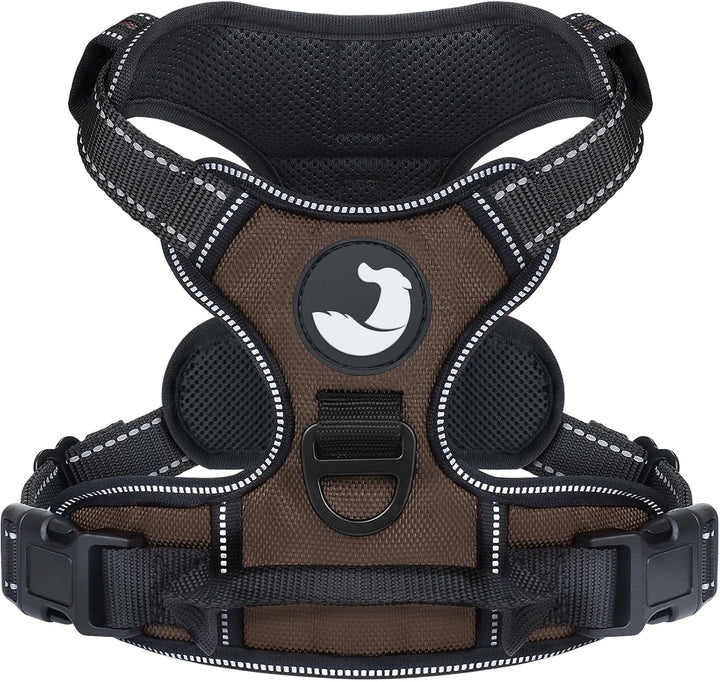 Joytale Anti-Zug Hundegeschirr für grosse Hunde, Braun, L | Perfekter Sitz, gepolstert &amp; reflektiere