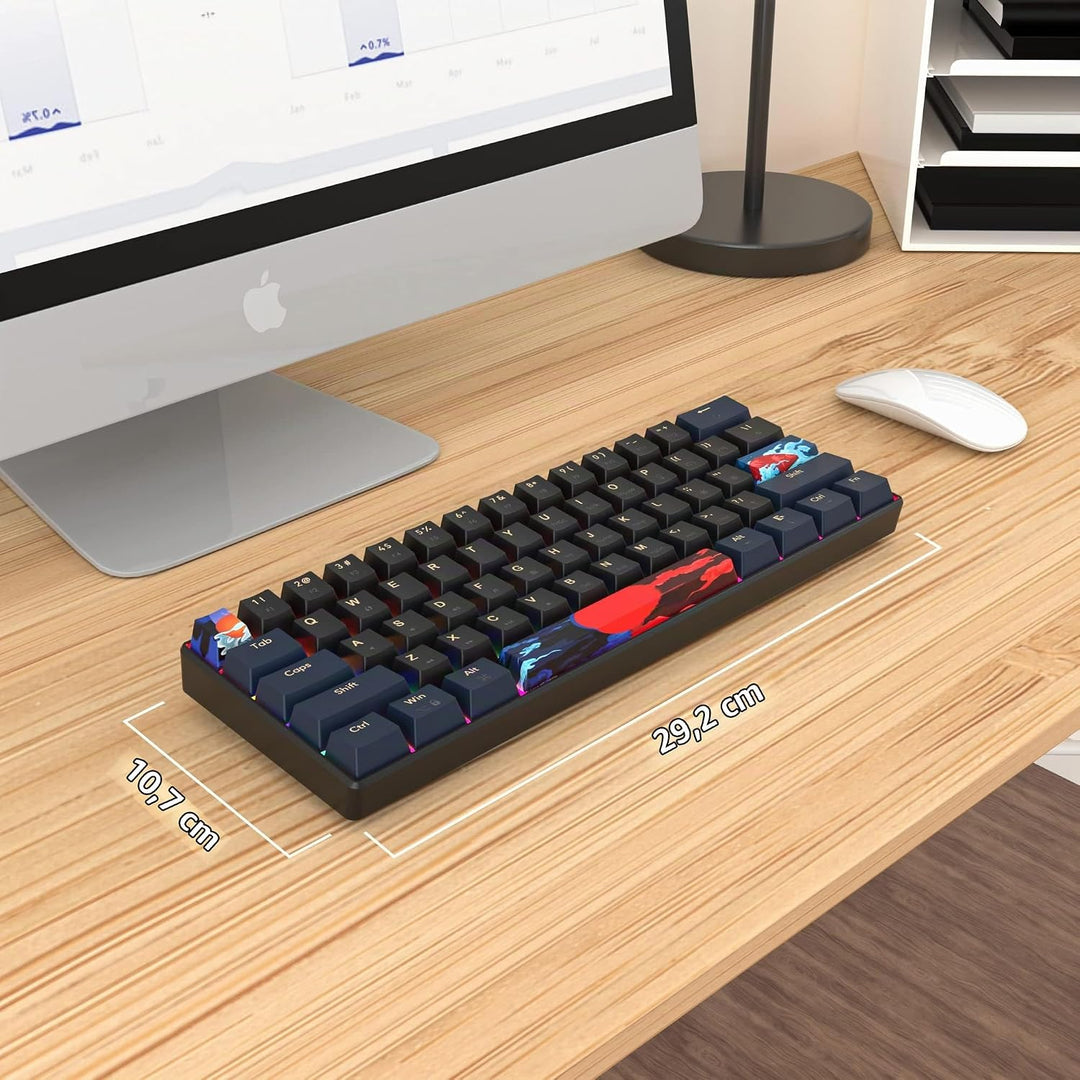 SOLIDEE mechanische Gaming Tastatur 60%,61 Tasten mit Lineare rote Schalter,kabelgebundene mechanisc