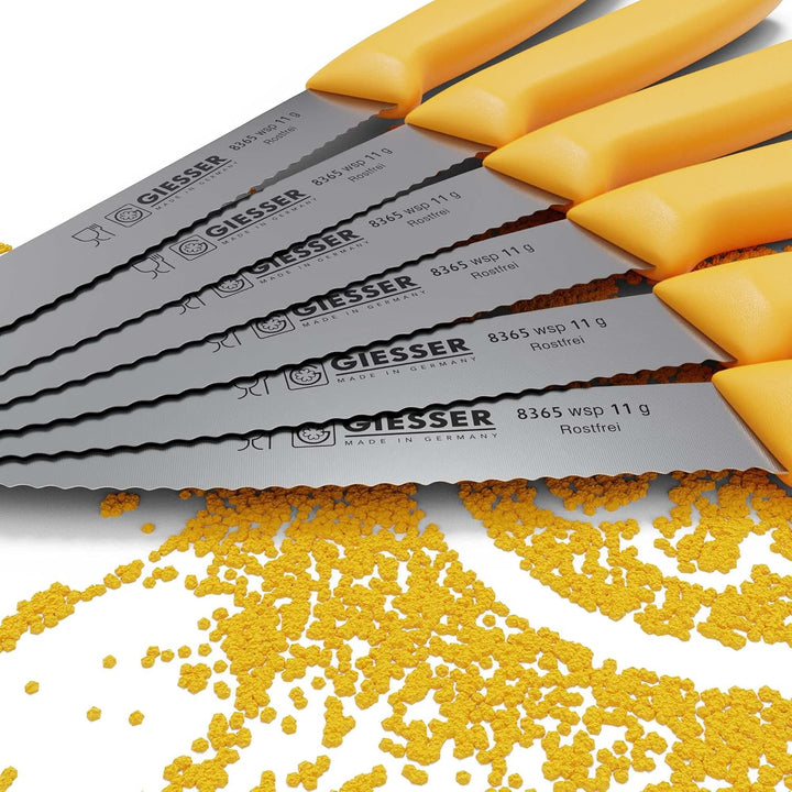 Giesser seit 1776 - Made in Germany - Tomatenmesser 6er Set orange, Klinge 11 cm, rutschfest, kleine