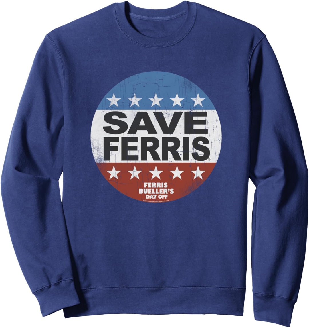 Ferris Bueller's Day Off Save Ferris American Button Sweatshirt