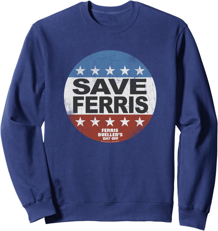 Ferris Bueller's Day Off Save Ferris American Button Sweatshirt
