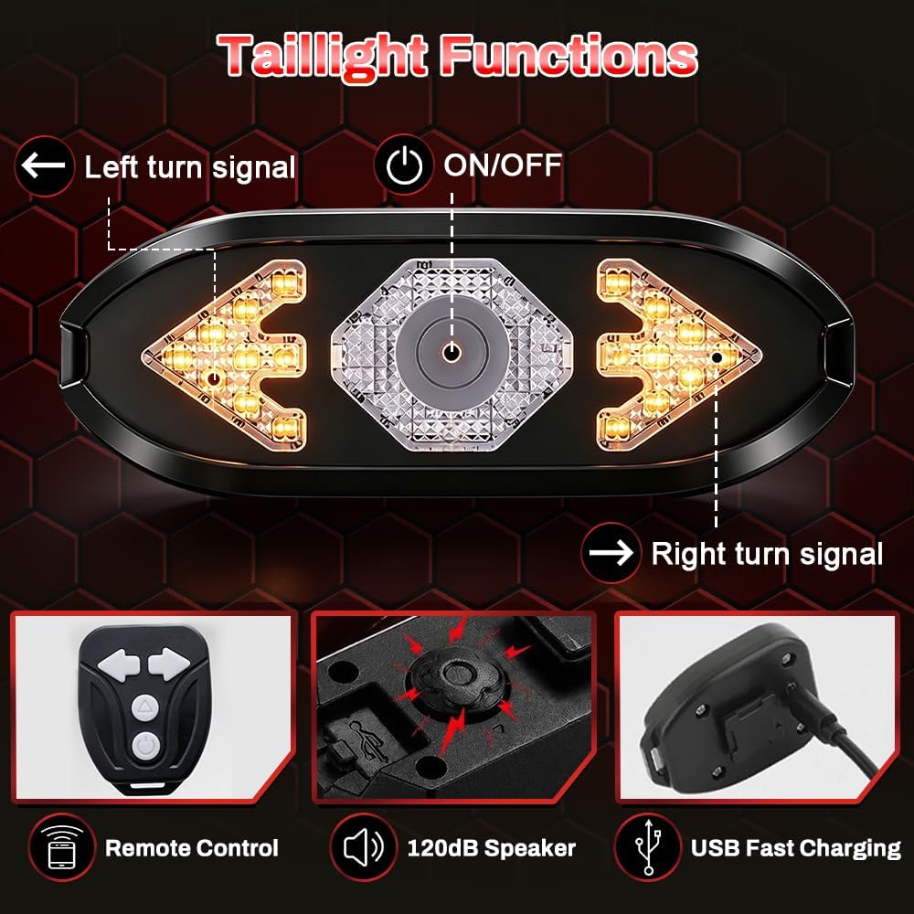 Blinker E Scooter Nachrüsten Set, Lenkergriffe für Elektroroller mit Integrierten Blinkern, IPX4 USB