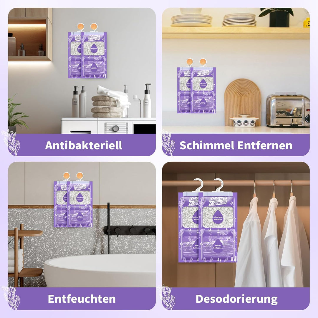 OMECO 20 x 230g entfeuchter schrank moisture Absorber mit Lavendel Duft，Luftentfeuchter Beutel Hänge