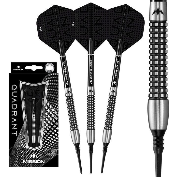 Mission Quadrant Dartpfeile, weiche Spitze, schwarzes Titan M4 20 g, M4 20 g