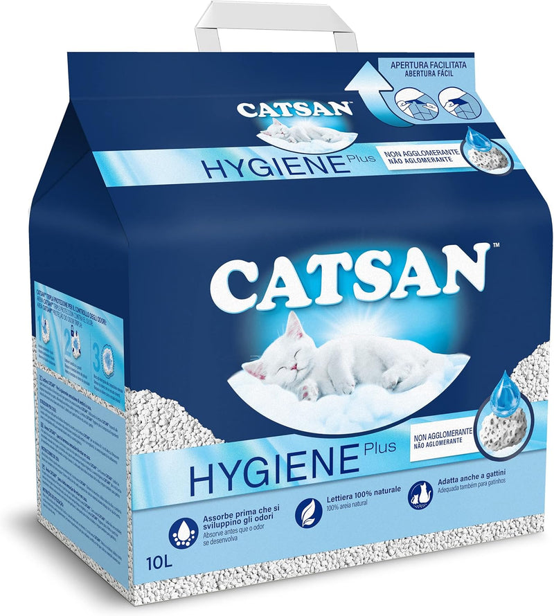 Catsan Hygiene Katzenstreu, 10 l, 4 Stück, Nicht klumpend 40 l, 40 l