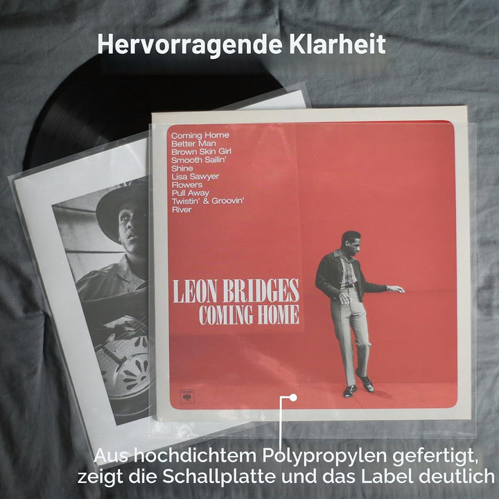 Schallplatten Hüllen 12 Zoll Aussenhüllen, 200 Stück Lp Schutzhüllen, Transparent Vinyl Hüllen, 12,7