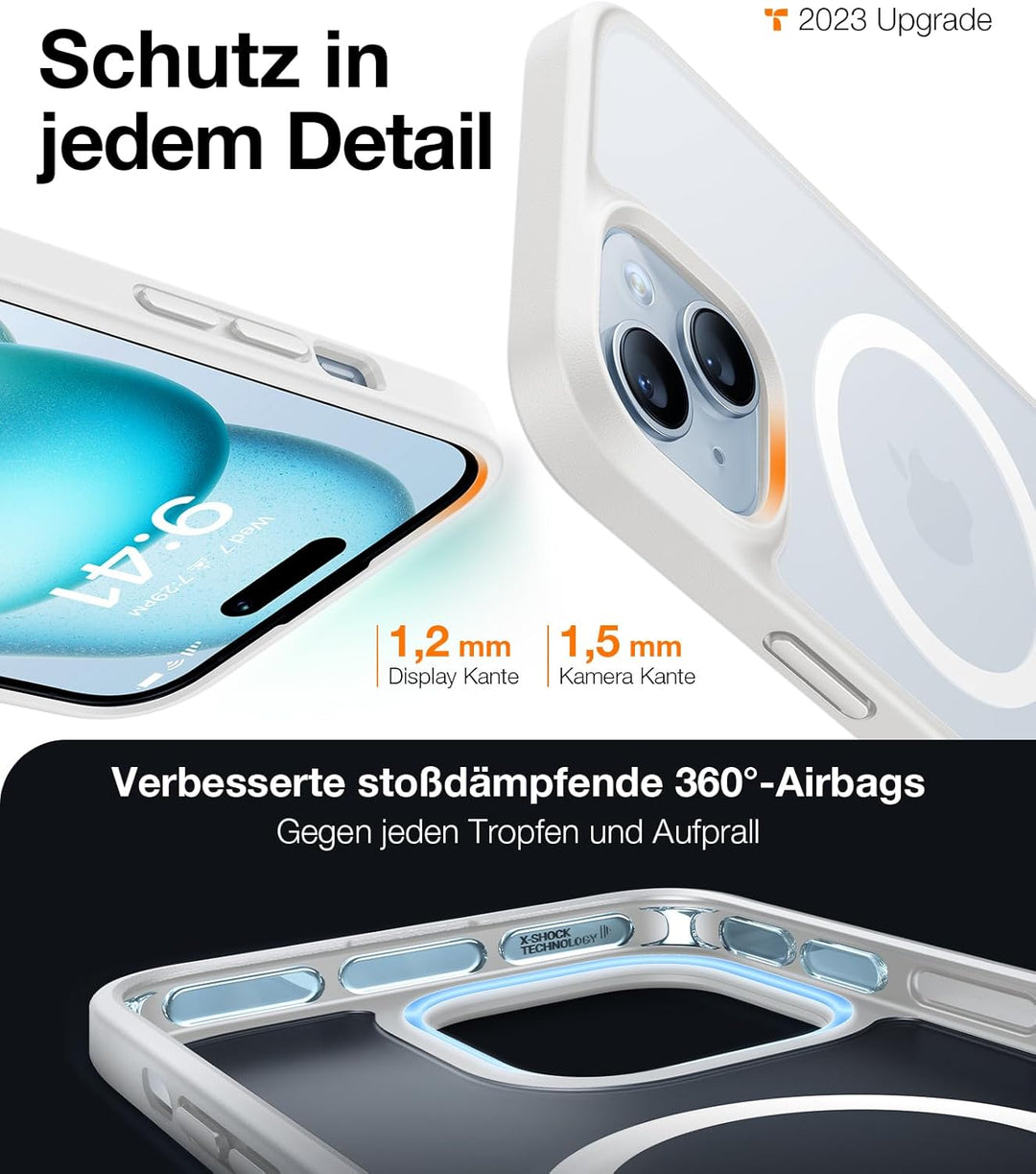 TORRAS Guardian-Mag für iPhone 15 Hülle für MagSafe (Zertifizierte Magnetkraft und Schutzkraft) Hüll
