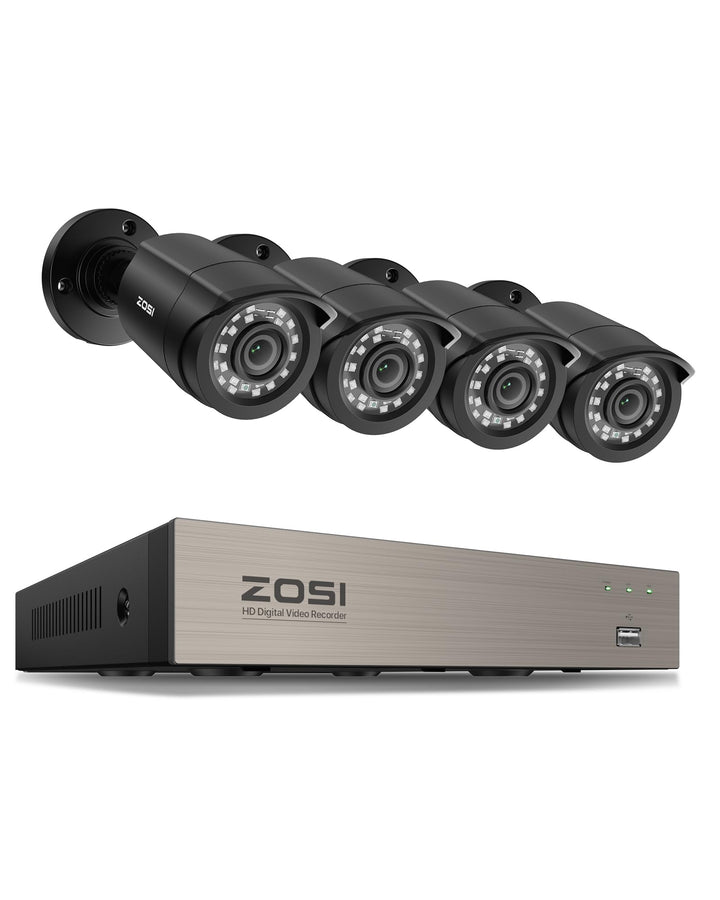 ZOSI 1080P Verkabelt Aussen Überwachungskamera Set ohne Festplatte, 8CH HDMI DVR, 4 Outdoor 2MP Vide