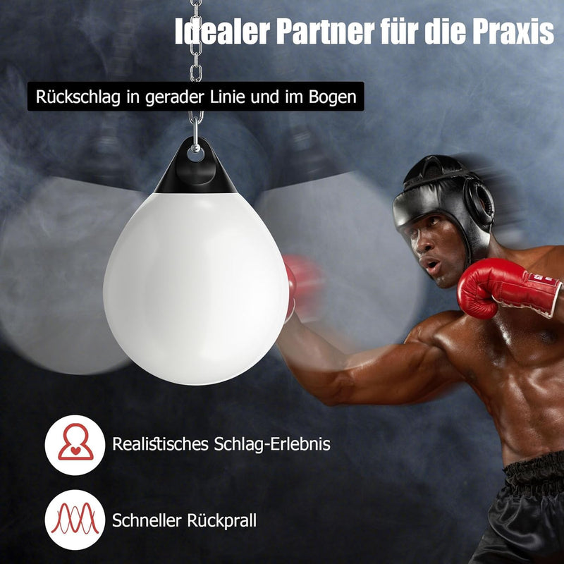 GYMAX Wasserboxsack Boxing Punching Bag Erwachsene Schwerer Boxsack Weiss, Weiss
