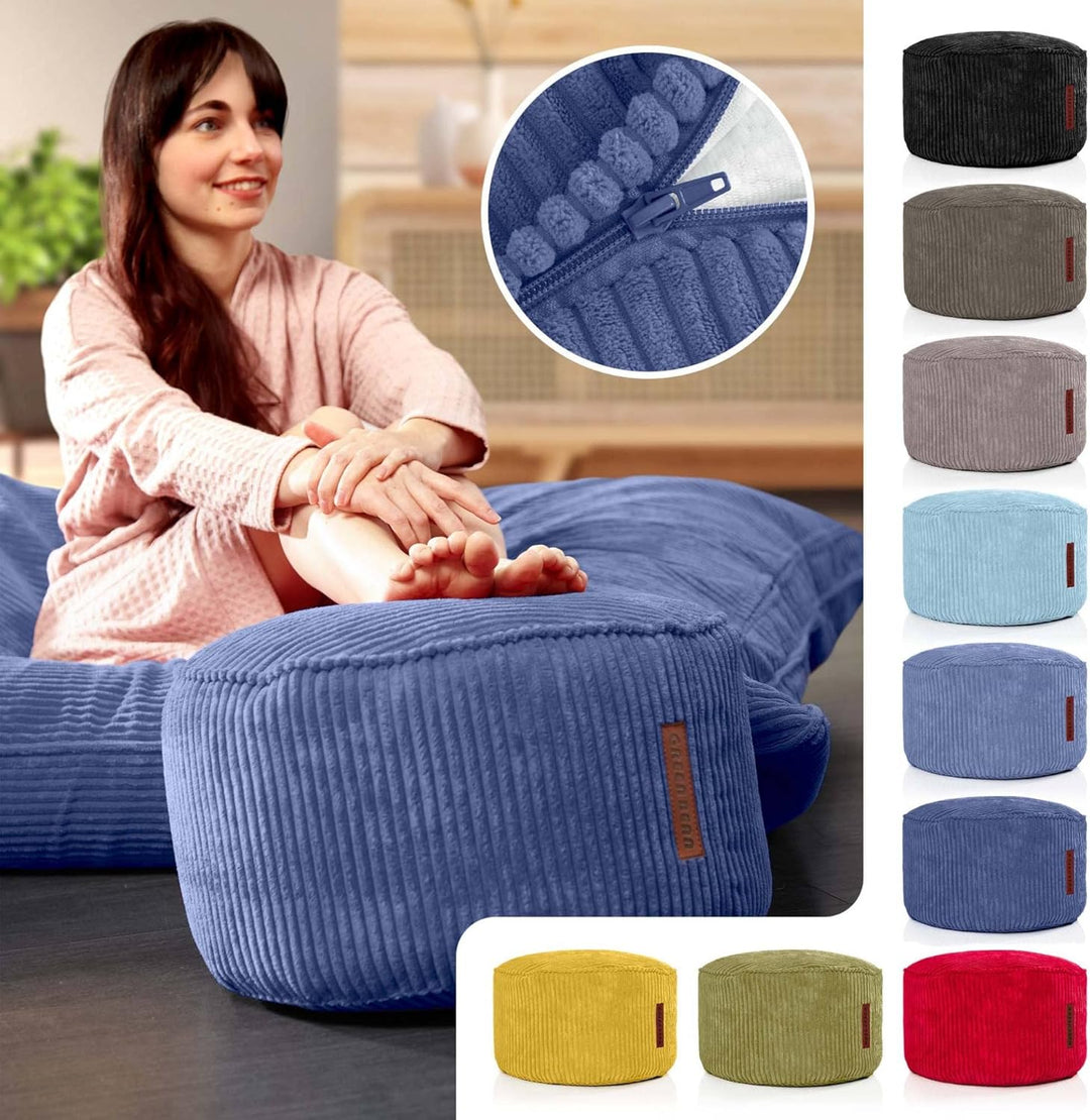 Green Bean® Indoor Sitzhocker Pouf 45x25cm EPS-Perlen Füllung & Cordstoff Kuschelig Weich Waschbar -