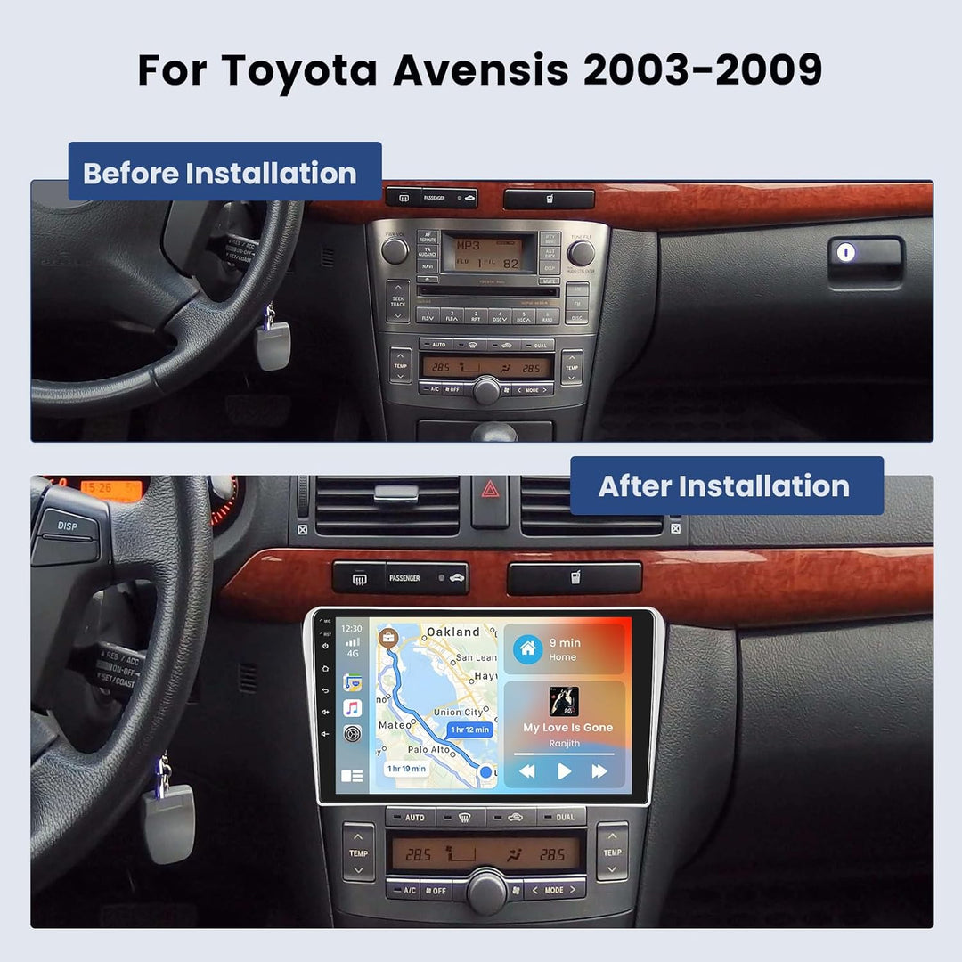 Hikity [2+64GB] Android 15 Autoradio, für Toyota Avensis 2003-2009 Radio, Wireless CarPlay Android A