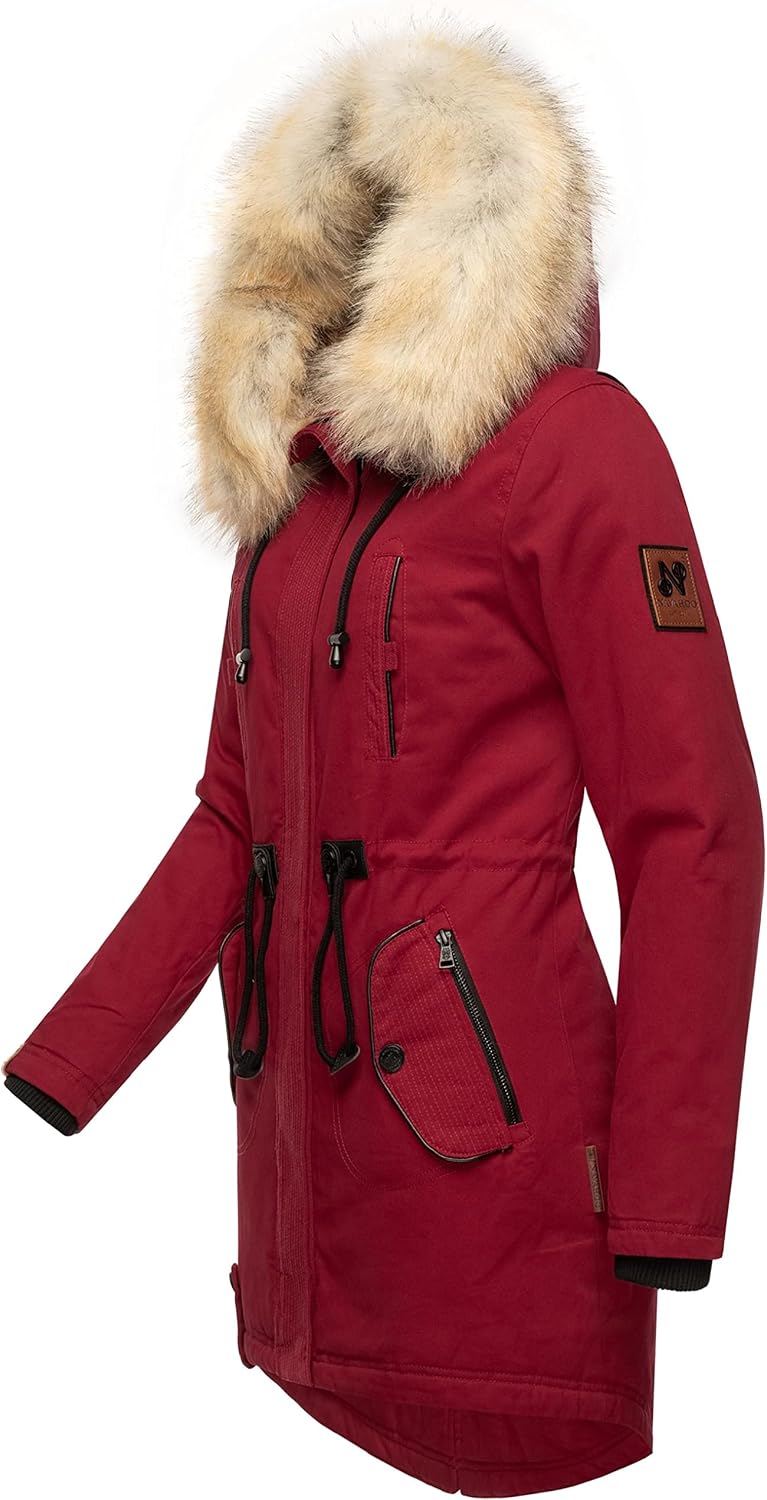 Navahoo Damen Warmer Winterparka mit Kapuze Bombii XS-XXL XS Blood Red, XS Blood Red