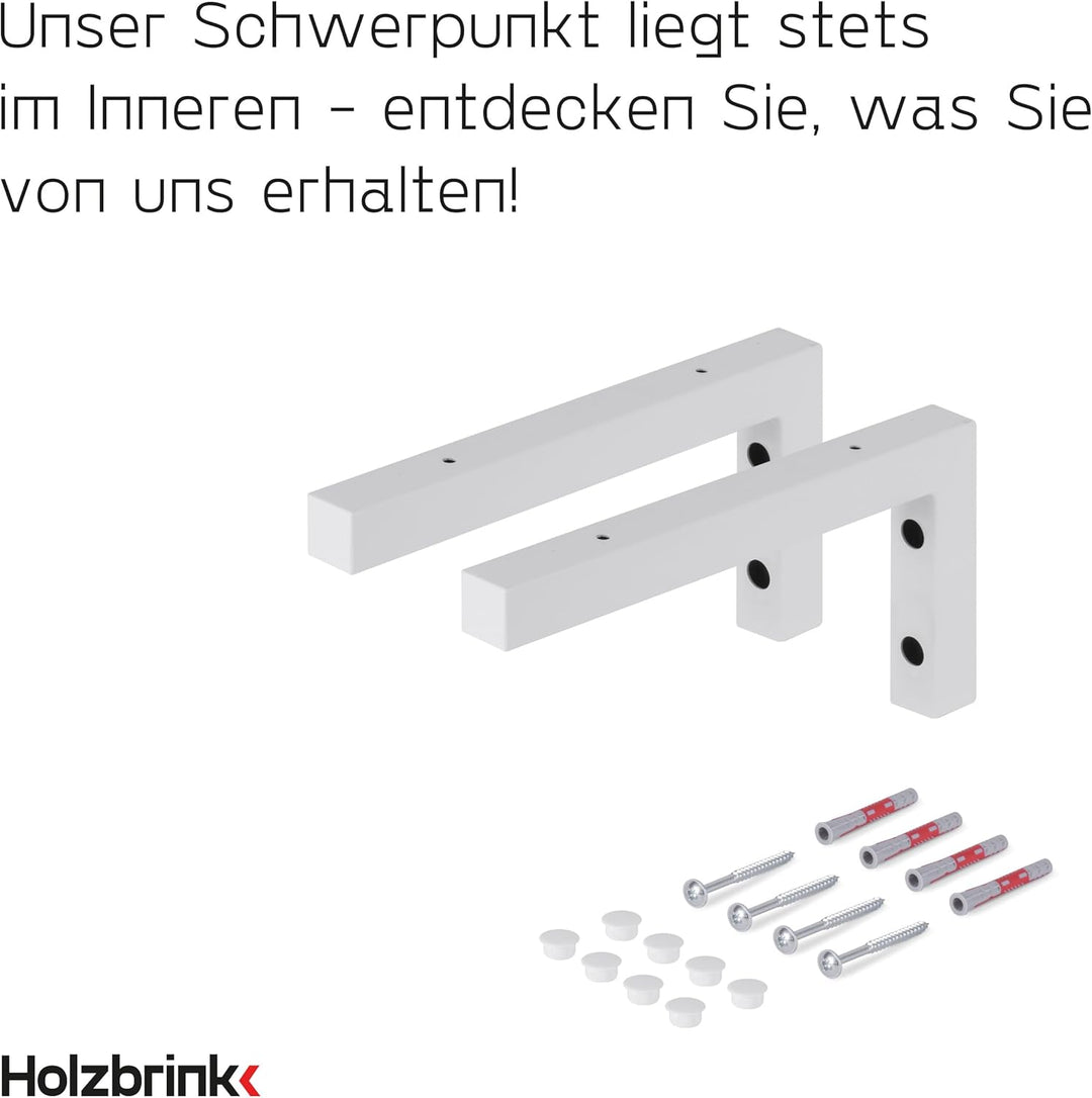 HOLZBRINK 2X Wandkonsole Weiss für Waschtisch, Design und stabil Waschtischhalterung oder Winkel für