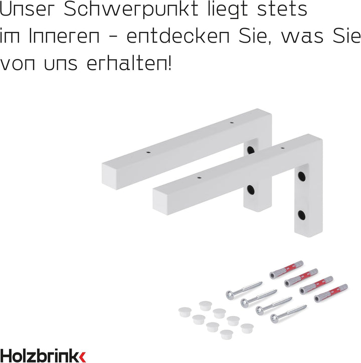 HOLZBRINK 2X Wandkonsole Weiss für Waschtisch, Design und stabil Waschtischhalterung oder Winkel für