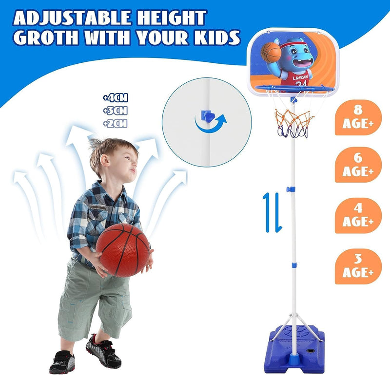 2-in-1-Mini-Basketballständer, Höhenverstellbar Tragbare Kinder-Basketballkorb 96–170 cm, Standfuss