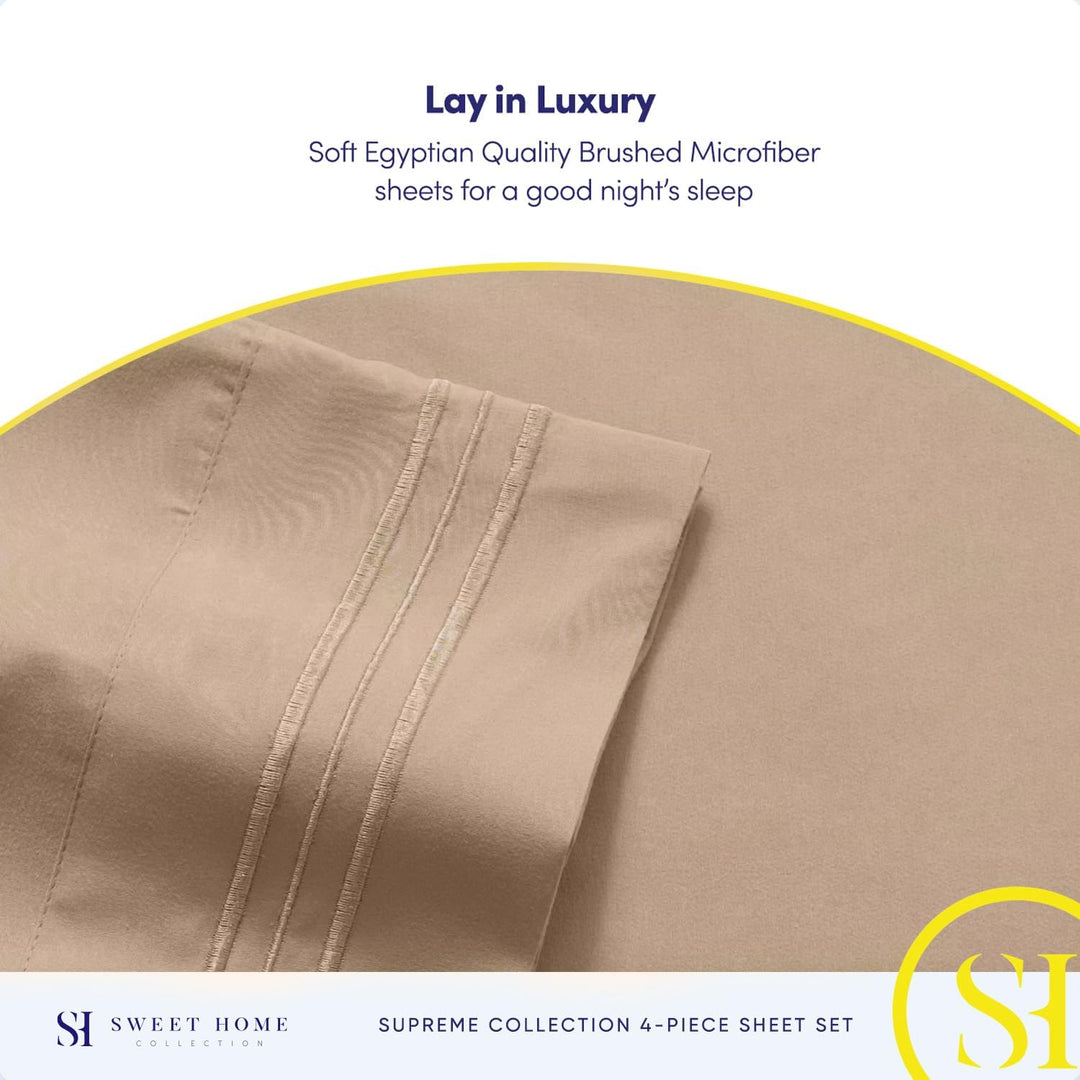 Sweet Home Collection Fadenzahl 1800, weiche ägyptische Qualität, gebürstete Mikrofaser Laken – Luxu