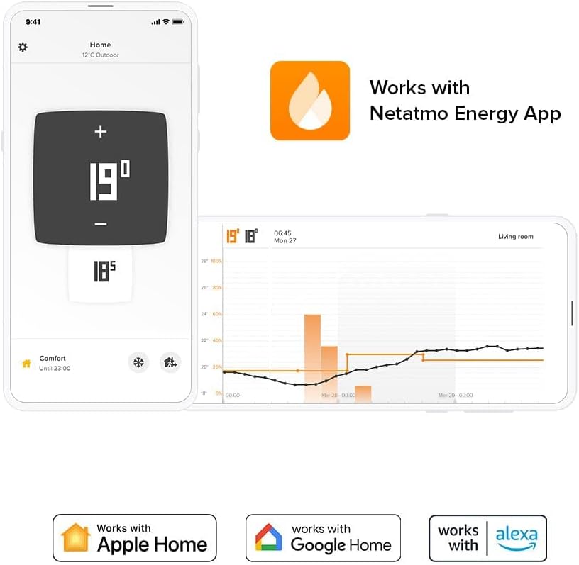 Netatmo Smart Thermostat Zur Steuerung von Heizungsanlagen, NTH01-DE-EC, Orange, Weiss Smartes
