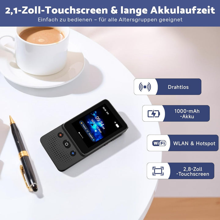 Ai Sprachübersetzer Gerät, 138 Sprachen, 2026 Englisch auf Spanisch Pocket Offline Instant Voice Ai