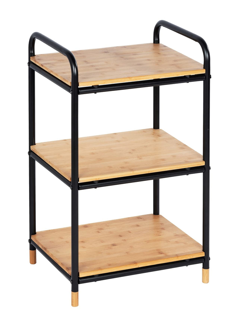 WENKO Regal Loft mit 3 Etagen, offenes Wohnregal aus Bambus & Metall im coolen Industrial-Design, zu