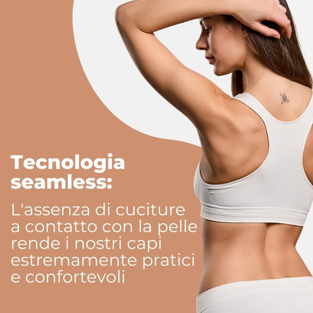 FOCENZA Sport-BH Top Gym Damen, Nahtlose Technologie, Made in Italy L-XL Weiss, L-XL Weiss