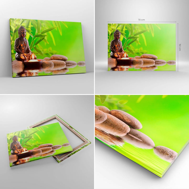 Bilder auf Leinwand Buddhismus Feng Shui Spa Bambus Leinwandbild 70x50cm Wandbilder Dekoration Wohnz