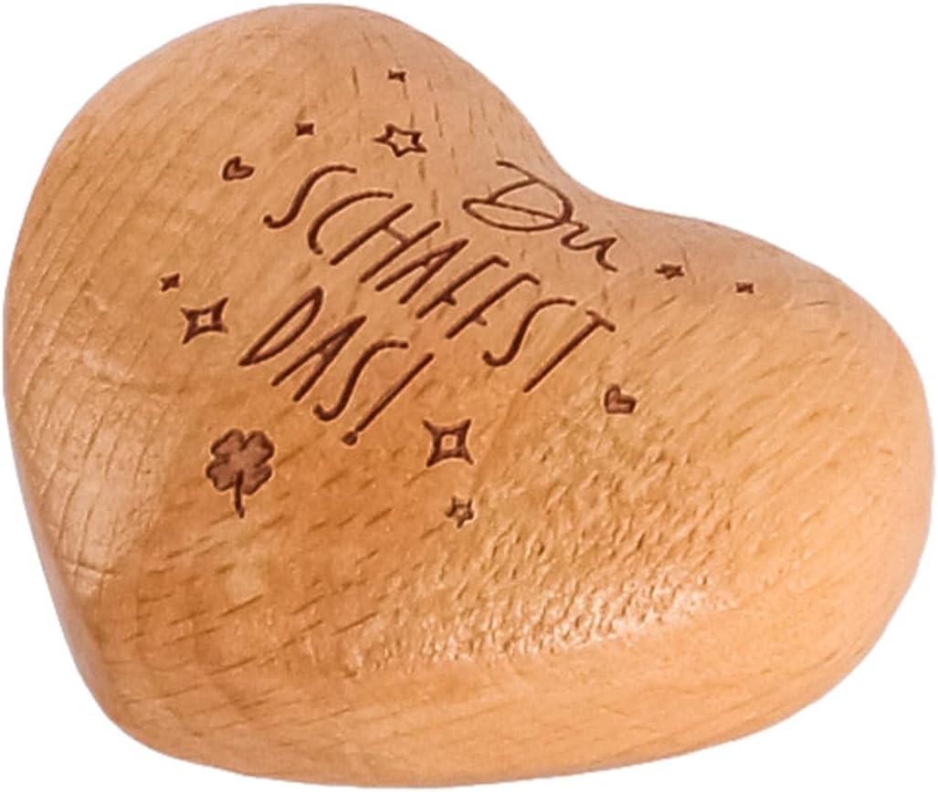 Namvo Handschmeichler Herz aus Holz mit Gravur Du schaffst das Motivationsgeschenk Mutmacher Charm G