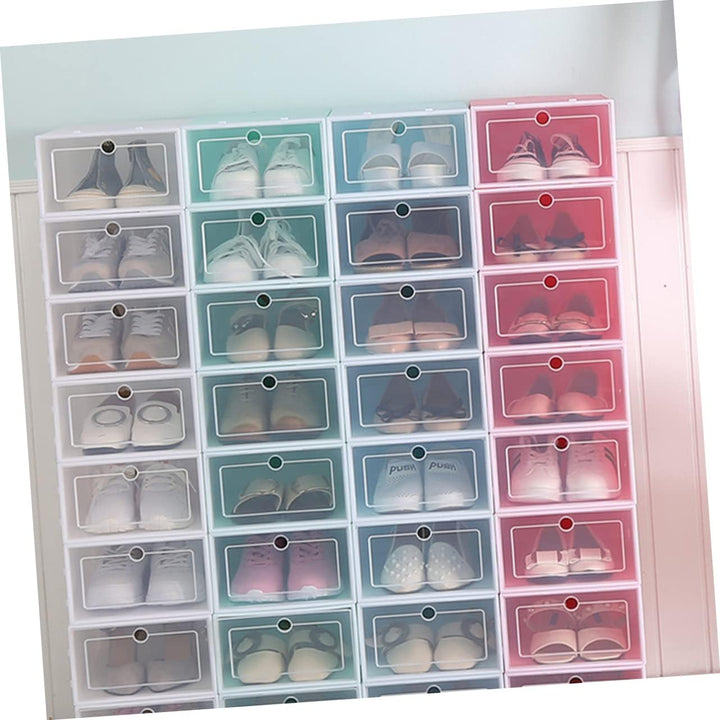 Cabilock 6 Stück Box Schuhvitrine Durchsichtige Schuhaufbewahrung Schuhe Aufbewahrungsboxen Faltbare