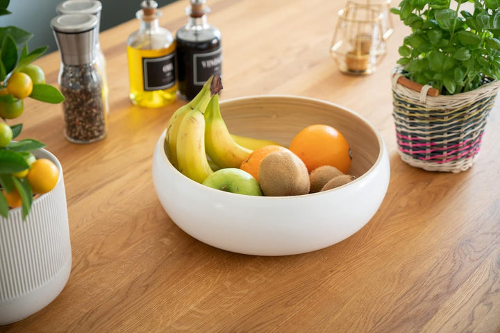 Decorasian Bambusschale gross und rund – Chips Schale bzw. Bowl - Obstschale Bambus hochwertig seide