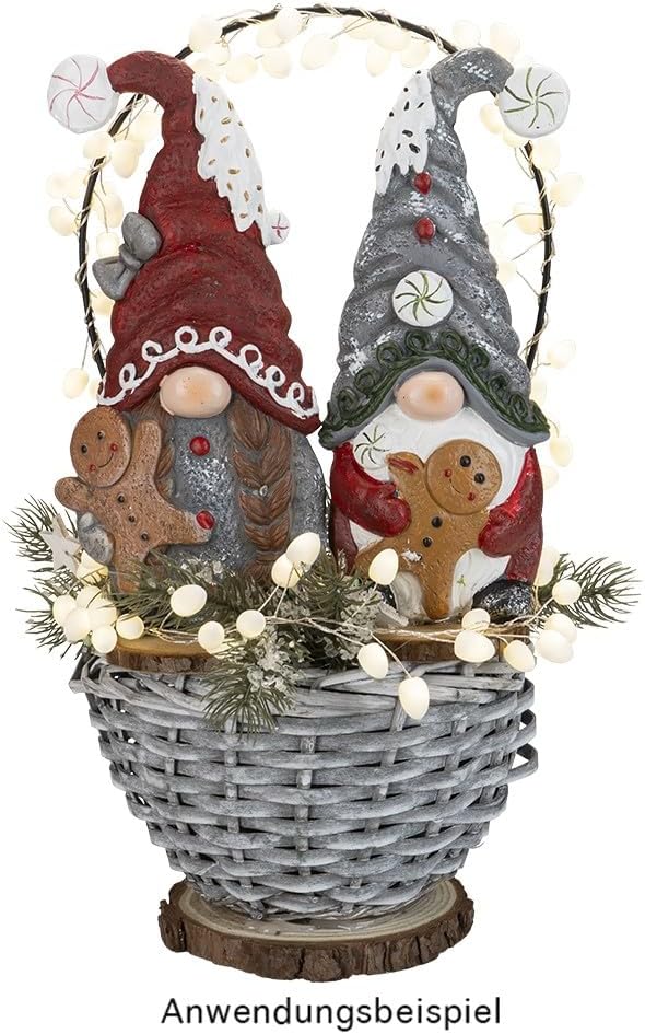 Ideen mit Herz Deko-Figuren Wichtel | Paar mit Lebkuchenmännchen | Dekoration für drinnen &amp; draussen
