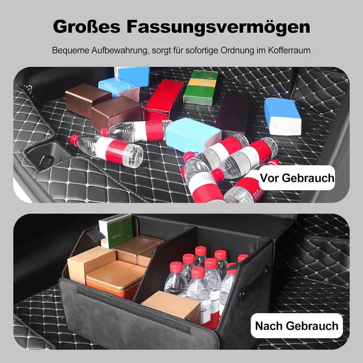 Ergocar Kofferraum Organizer, Zusammenklappbarer Aufbewahrungsbox für Auto Zubehör mit Fächern, Auto