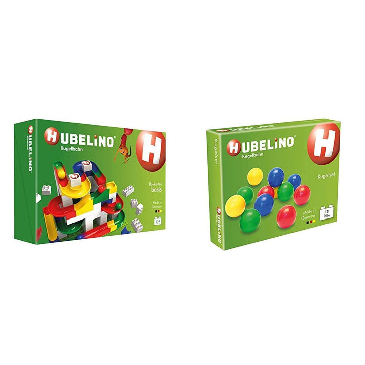 Hubelino 420480 Baukasten Basis Kugelbahn, Multicolour & 420336 - Kugelbahn - Kugelset - ab 4 Jahre