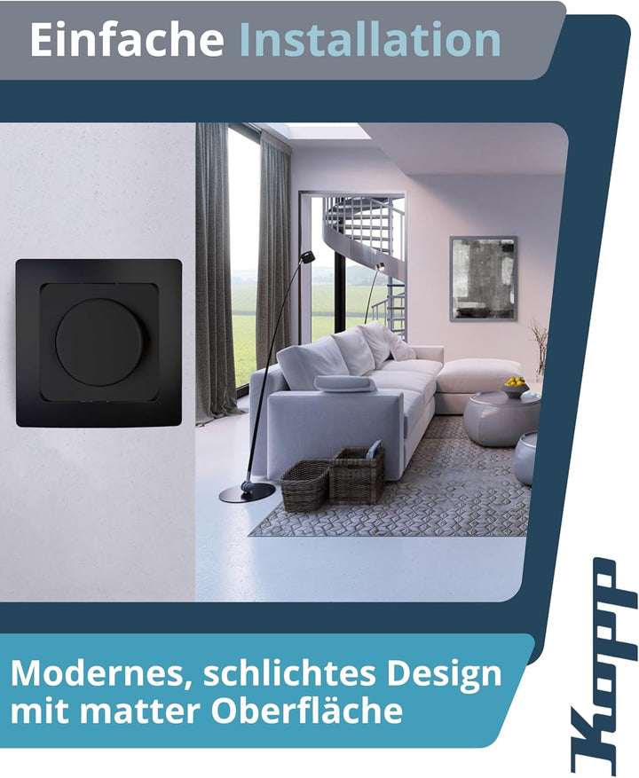 Kopp Paris Druck-Wechsel-Dimmer, Kombigerät, LED-Dimmer, für Glüh-Lampen, 230V Halogenlampen, Phasen