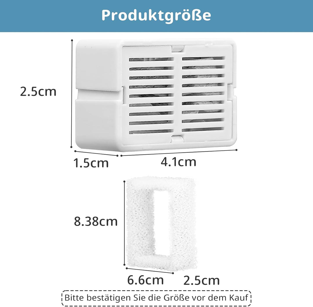 Katzen Trinkbrunnen Filter für 2.1L Katzenbrunnen Keramik, 16 Stück Tränkenfilter und 4 Stück Schaum