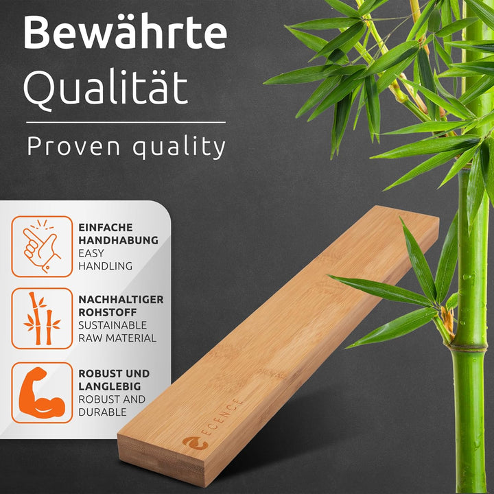 ECENCE Magnetleiste Messer selbstklebend 40cm - Messerleiste magnetisch aus Bambus-Holz mit starkem